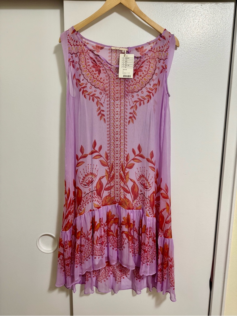 Anthropologie - Floreat - Lavender Floral-Print Tiered Mini Dress